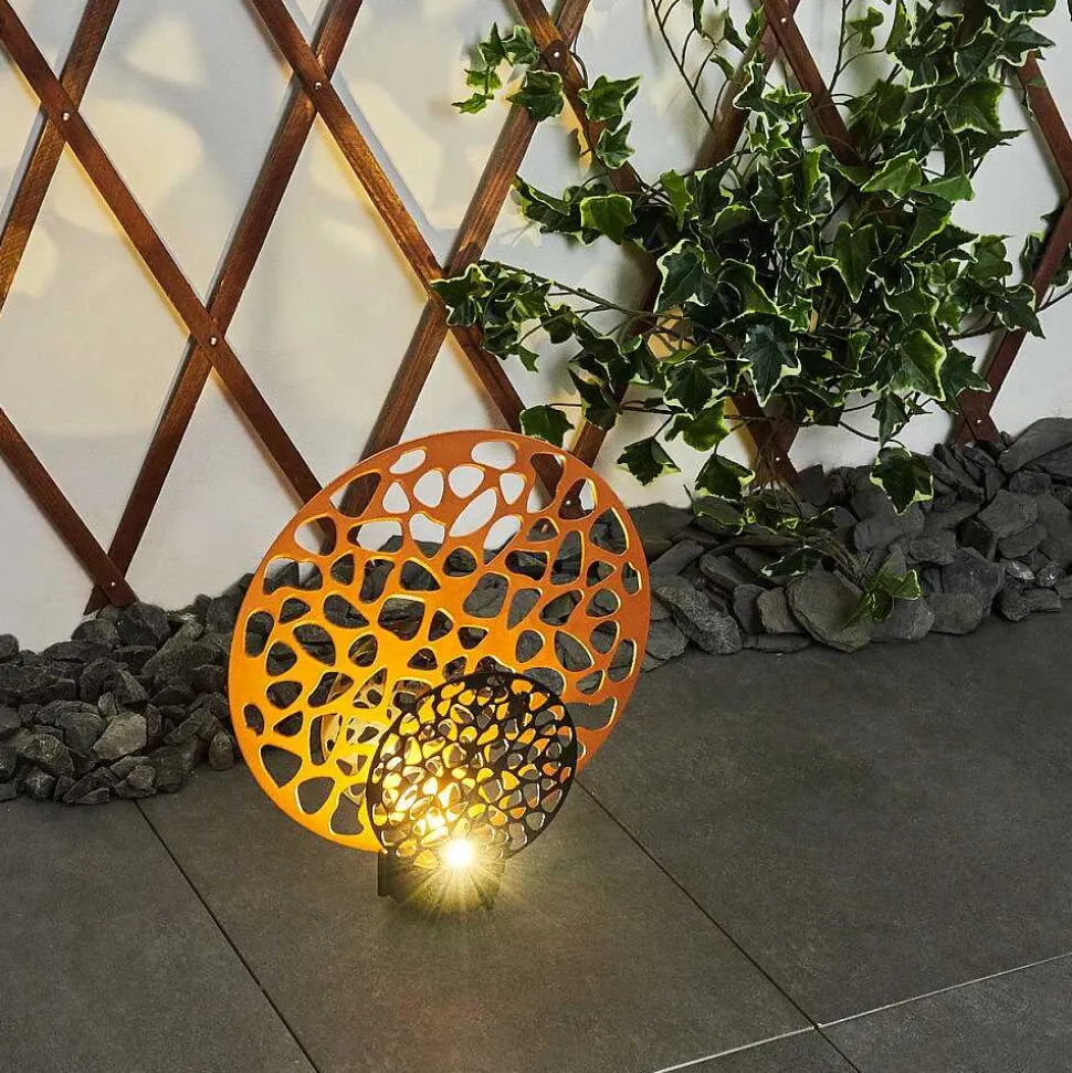 Lampe Solaire Mesan Led Rouille, Noir, 2 Lumieres