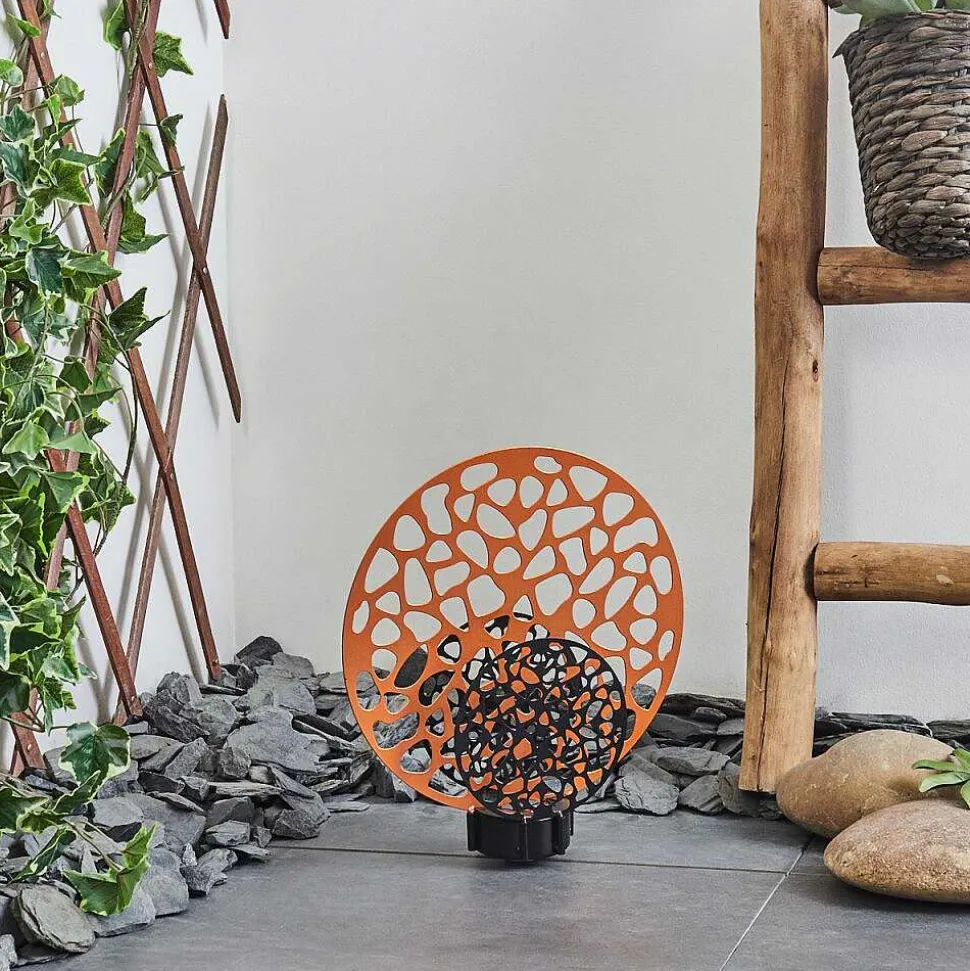 Lampe Solaire Mesan Led Rouille, Noir, 2 Lumieres