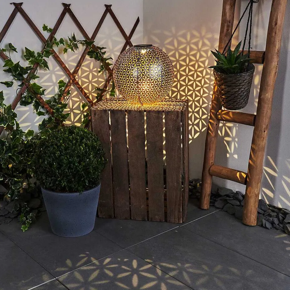 Lampe Solaire Samoao Led Cuivre, Noir, Argente, 1 Lumiere