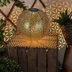 Lampe Solaire Samoao Led Cuivre, Noir, Argente, 1 Lumiere