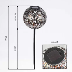 Lampe Solaire Samoao Led Cuivre, Noir, Argente, 1 Lumiere