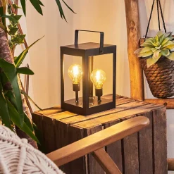 Lampe Solaire Sciolze Led Noir, Transparent, 2 Lumieres
