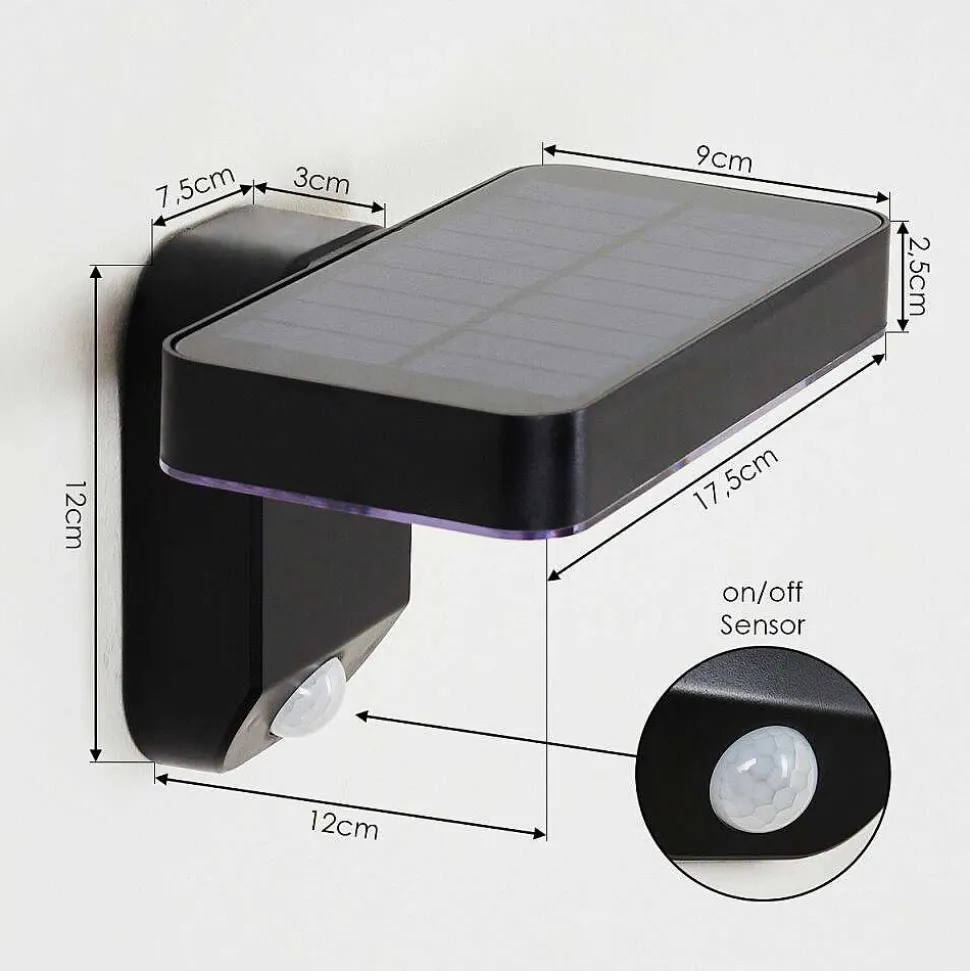 Lampe Solaires Bondarp Led Noir, 1 Lumiere, Detecteur De Mouvement