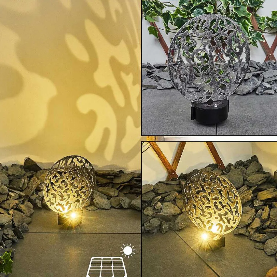 Lampe Solaires Kupa Led Noir, Argente, 2 Lumieres