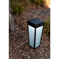 Lampe Solaires Lutec Dias Led Noir, 1 Lumiere, Detecteur De Mouvement, Changeur De Couleurs