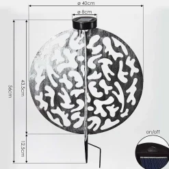 Lampe Solaires Mesan Led Noir, Argente, 1 Lumiere