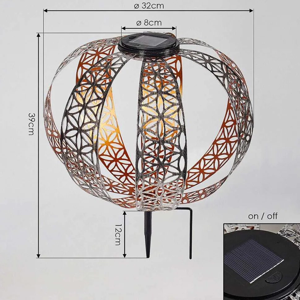 Lampe Solaires Wasalea Led Bronze, Noir, Argente, 1 Lumiere