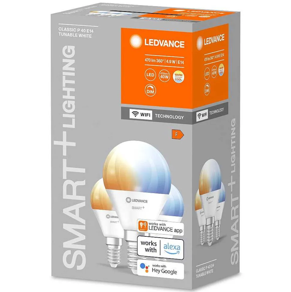 Ledvance Smart+ Wifi Lot De 3 Led E14 4,9 Watt 2700-6500 Kelvin 470 Lumen