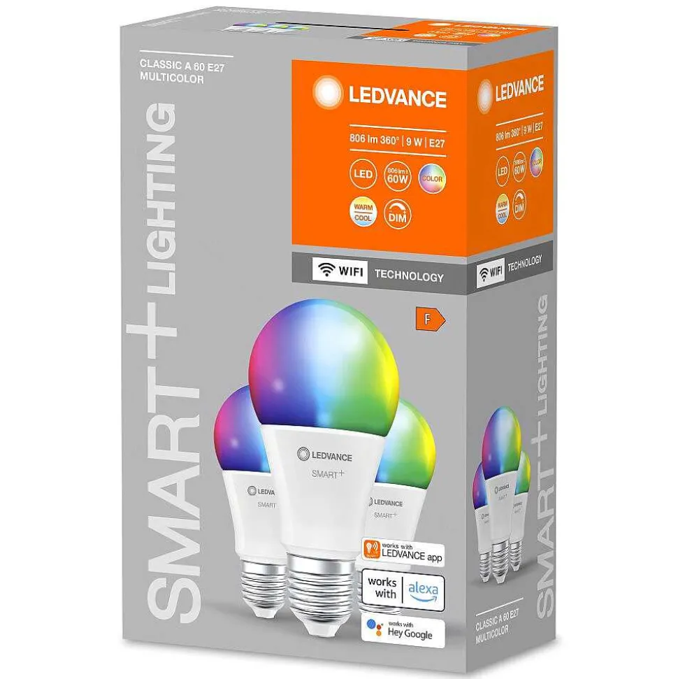 Ledvance Smart+ Wifi Lot De 3 Led E27 9 Watt 2700-6500 Kelvin 806 Lumen