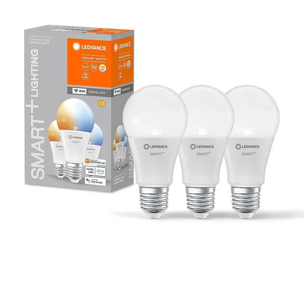 Ledvance Smart+ Wifi Lot De 3 Led E27 9,5 Watt 2700-6500 Kelvin 1055 Lumen
