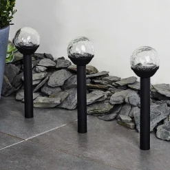 Lot De 3 Lampes Solaires Colognole Led Noir, 1 Lumiere