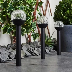 Lot De 3 Lampes Solaires Colognole Led Noir, 1 Lumiere