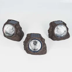 Lot De 3 Lampes Solaires Sameo Led Brun, 4 Lumieres