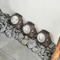 Lot De 3 Lampes Solaires Sameo Led Brun, 4 Lumieres