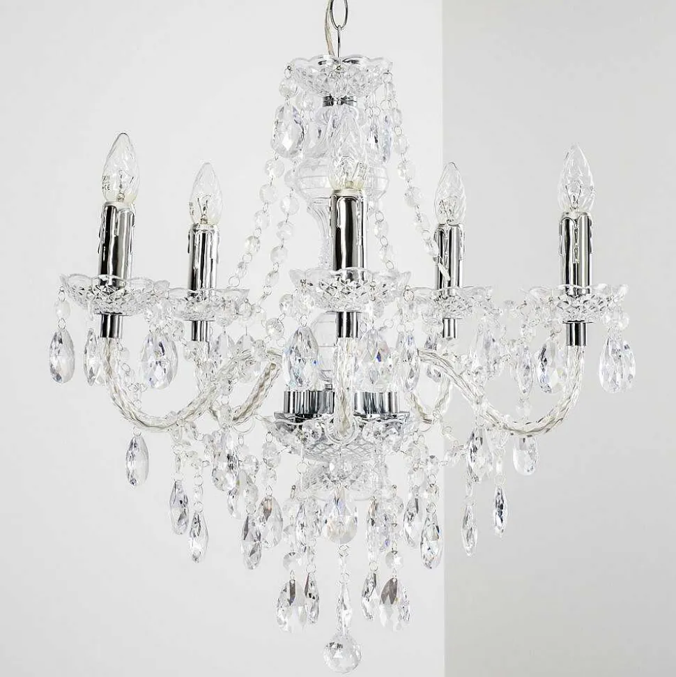 Lustre A 5 Lampes Transparent, 5 Lumieres