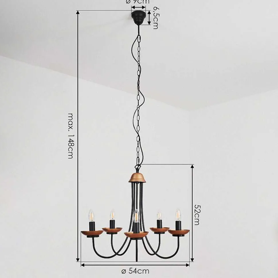 Lustre Cassague Noir, 5 Lumieres