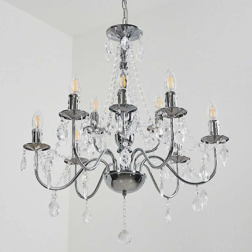 Lustre Cheop Chrome, Transparent, 9 Lumieres