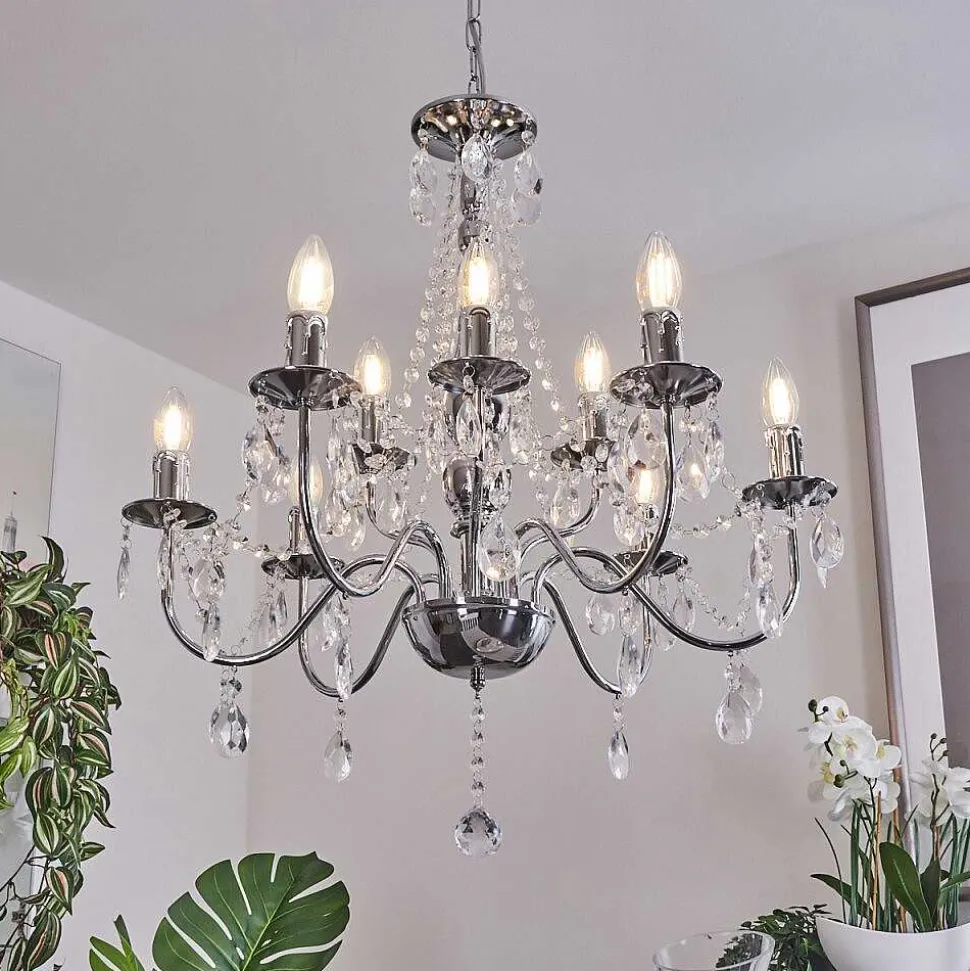 Lustre Cheop Chrome, Transparent, 9 Lumieres