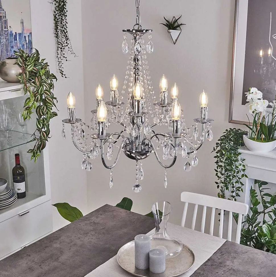 Lustre Cheop Chrome, Transparent, 9 Lumieres