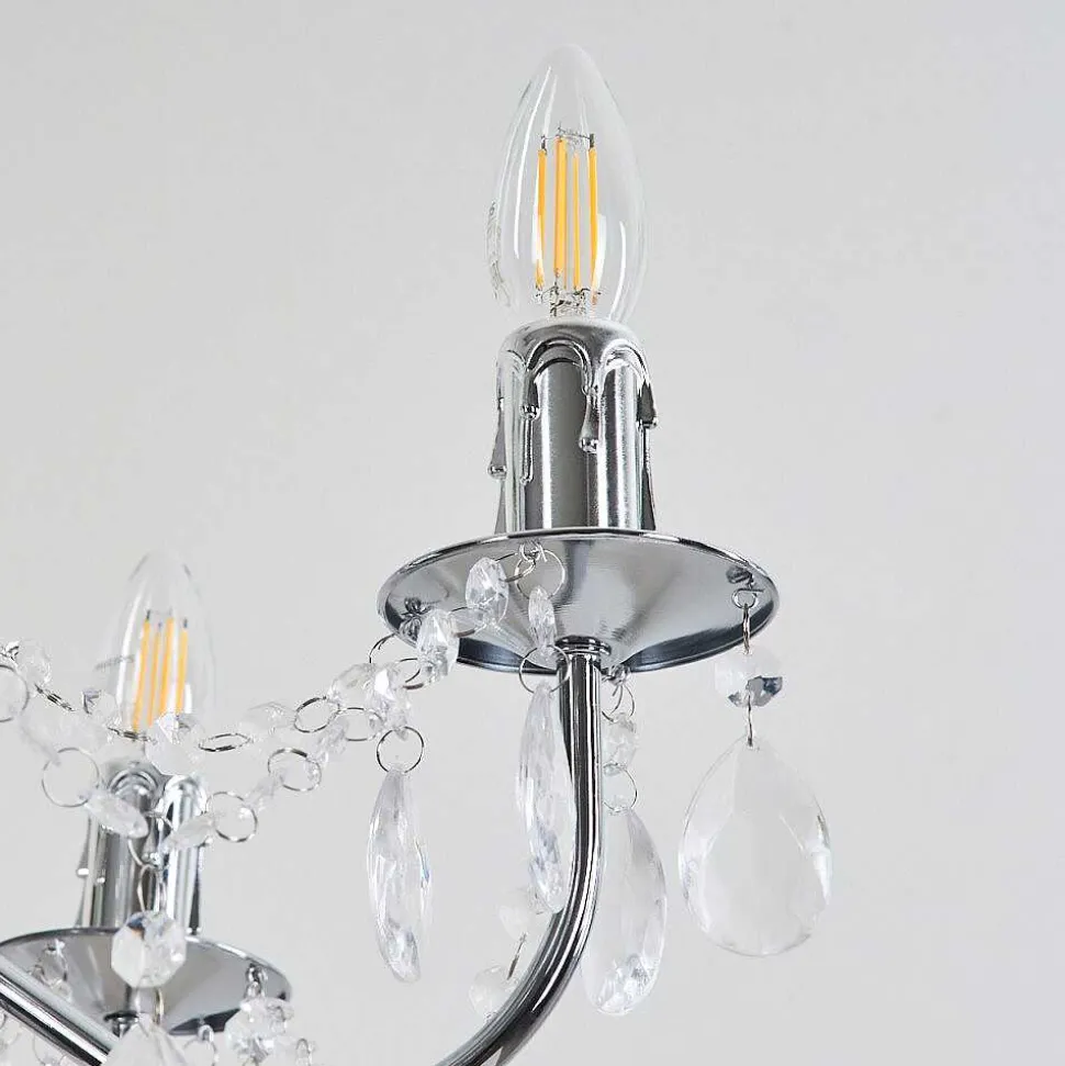 Lustre Cheop Chrome, Transparent, 5 Lumieres