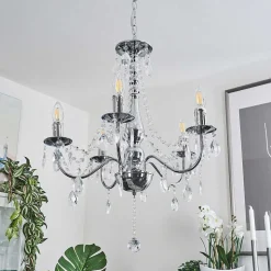 Lustre Cheop Chrome, Transparent, 5 Lumieres