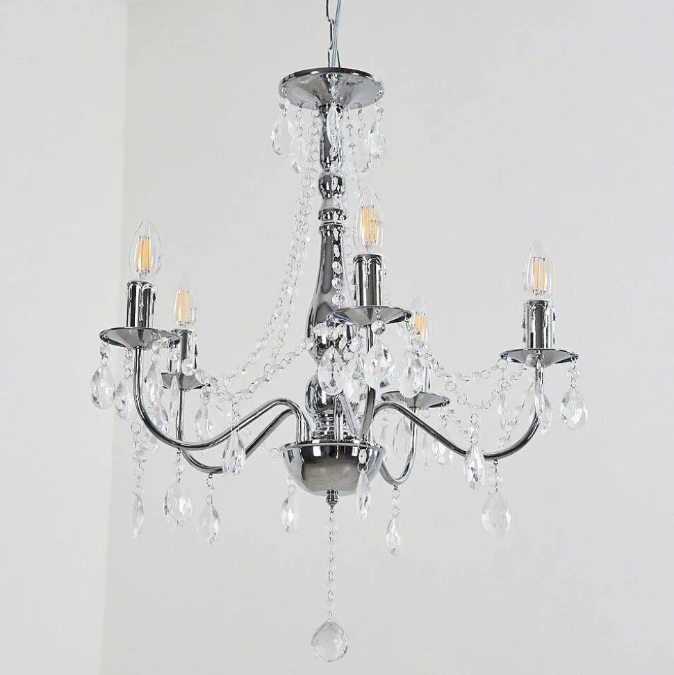 Lustre Cheop Chrome, Transparent, 5 Lumieres