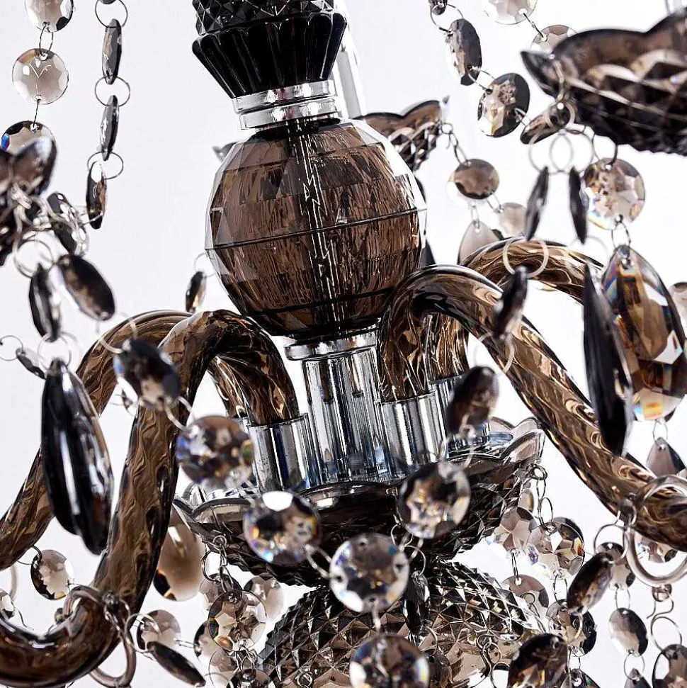 Lustre Delhi Noir, Transparent, 5 Lumieres