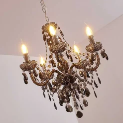 Lustre Delhi Noir, Transparent, 5 Lumieres