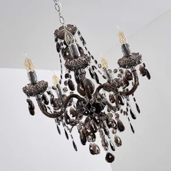 Lustre Delhi Noir, Transparent, 5 Lumieres