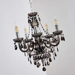 Lustre Delhi Noir, Transparent, 5 Lumieres