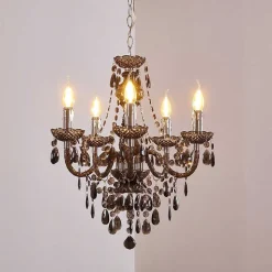 Lustre Delhi Noir, Transparent, 5 Lumieres