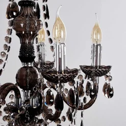 Lustre Delhi Noir, Transparent, 5 Lumieres