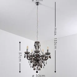 Lustre Delhi Noir, Transparent, 5 Lumieres