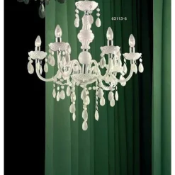 Lustre Globo Cuimbra I Chrome, Blanc, 6 Lumieres