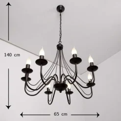 Lustre Lucide Corona Rouille, Noir, 8 Lumieres