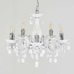 Lustre Malmback Chrome, Blanc, 5 Lumieres