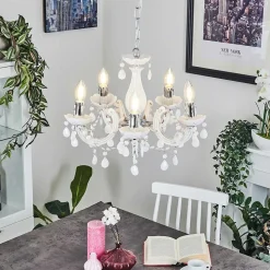 Lustre Malmback Chrome, Blanc, 5 Lumieres