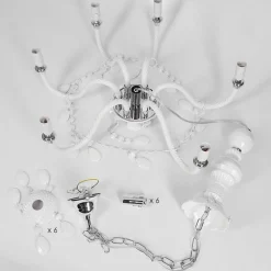 Lustre Malmback Chrome, Blanc, 6 Lumieres