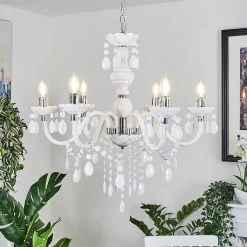 Lustre Malmback Chrome, Blanc, 6 Lumieres