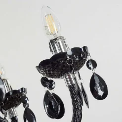 Lustre Malmback Chrome, Noir, 6 Lumieres