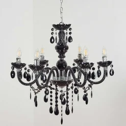 Lustre Malmback Chrome, Noir, 6 Lumieres
