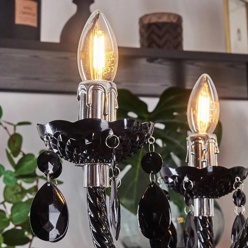 Lustre Malmback Chrome, Noir, 6 Lumieres
