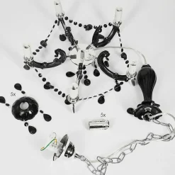 Lustre Malmback Chrome, Noir, 5 Lumieres