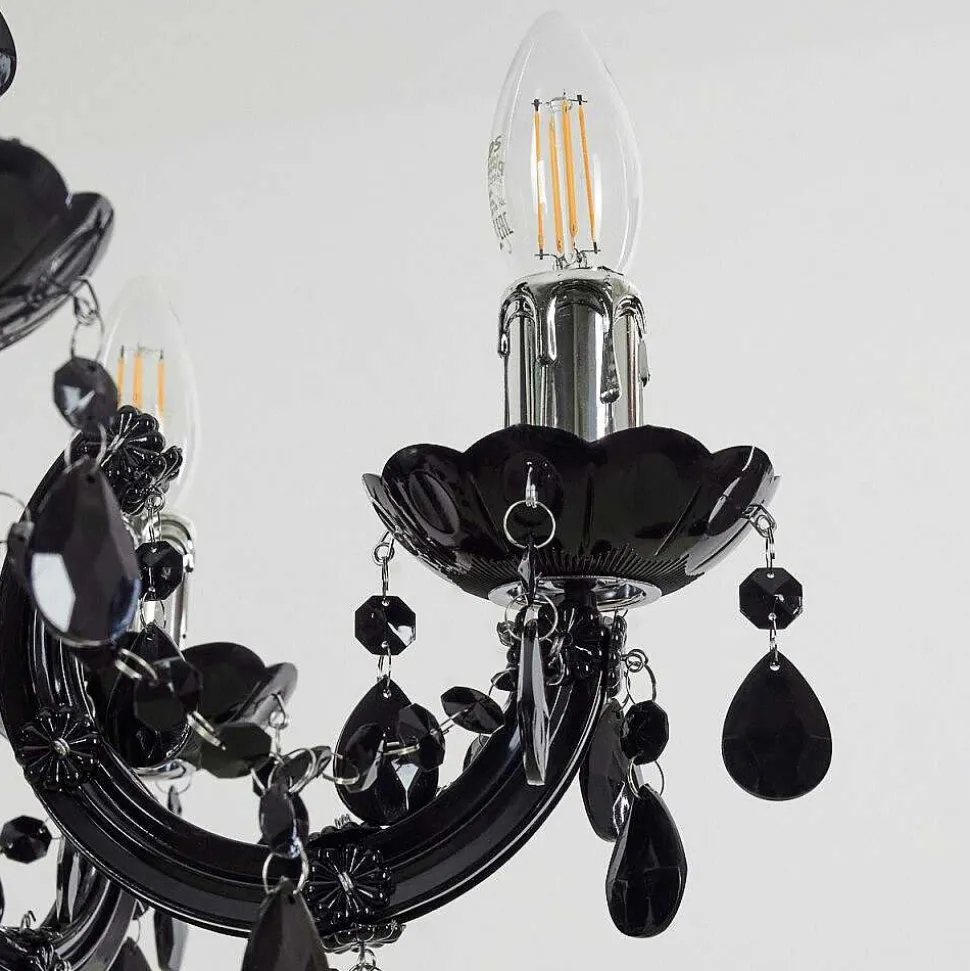 Lustre Malmback Chrome, Noir, 5 Lumieres