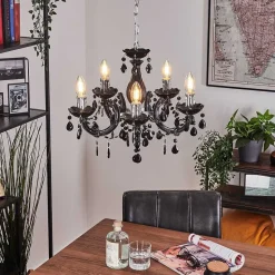 Lustre Malmback Chrome, Noir, 5 Lumieres