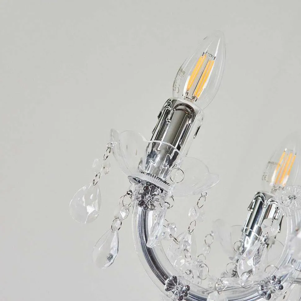 Lustre Malmback Chrome, Transparent, 5 Lumieres