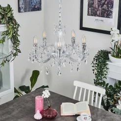 Lustre Malmback Chrome, Transparent, 5 Lumieres