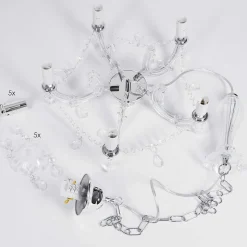 Lustre Malmback Chrome, Transparent, 5 Lumieres