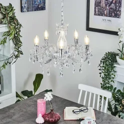 Lustre Malmback Chrome, Transparent, 5 Lumieres