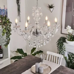 Lustre Malmback Chrome, Transparent, 6 Lumieres